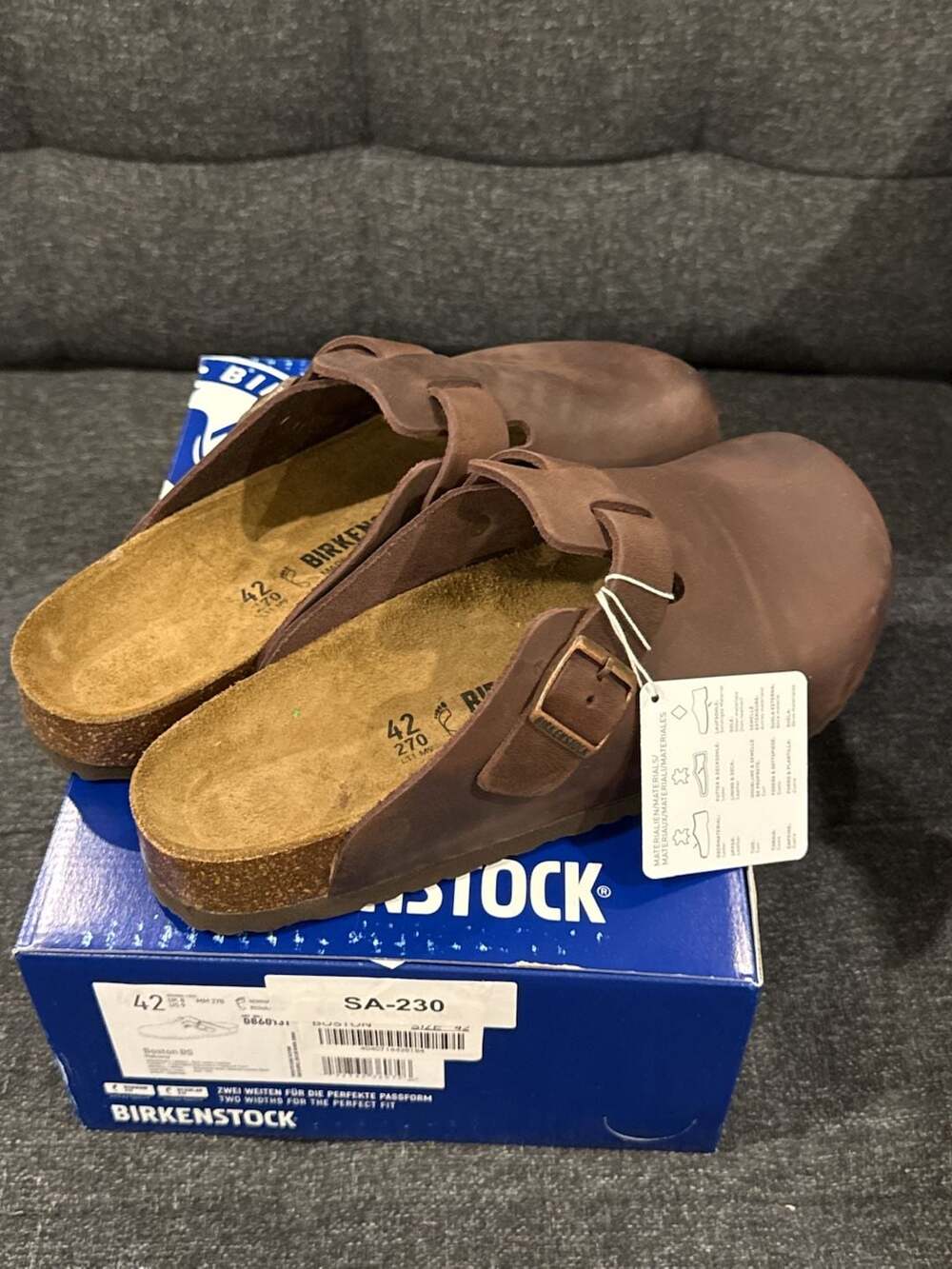 Birkenstock Boston BS Oiled Leather Clogs in Habana - 9M regular width - Picture 4 of 8